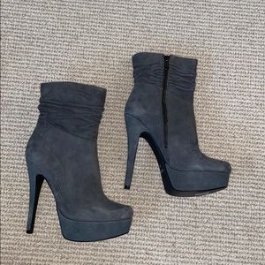 Gray/Blue Suede Booties